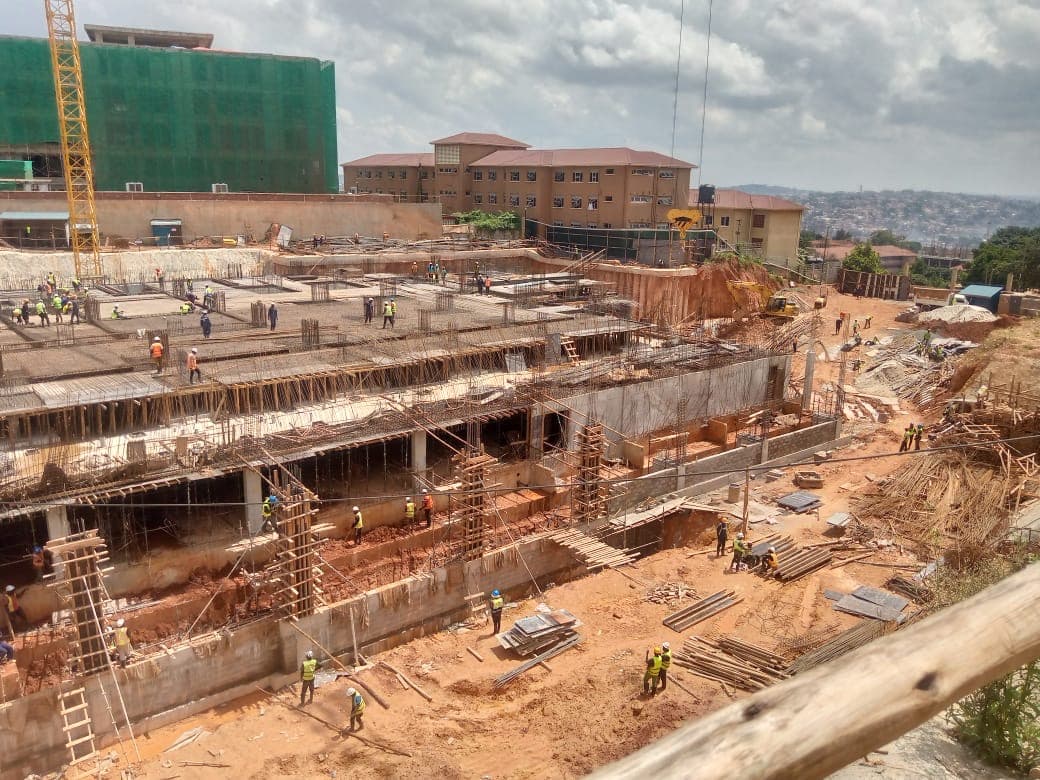 Wide view of reinforced concrete structure construction in progress